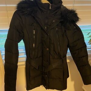 Michael Kors Black Puffer Coat with Fur Hood